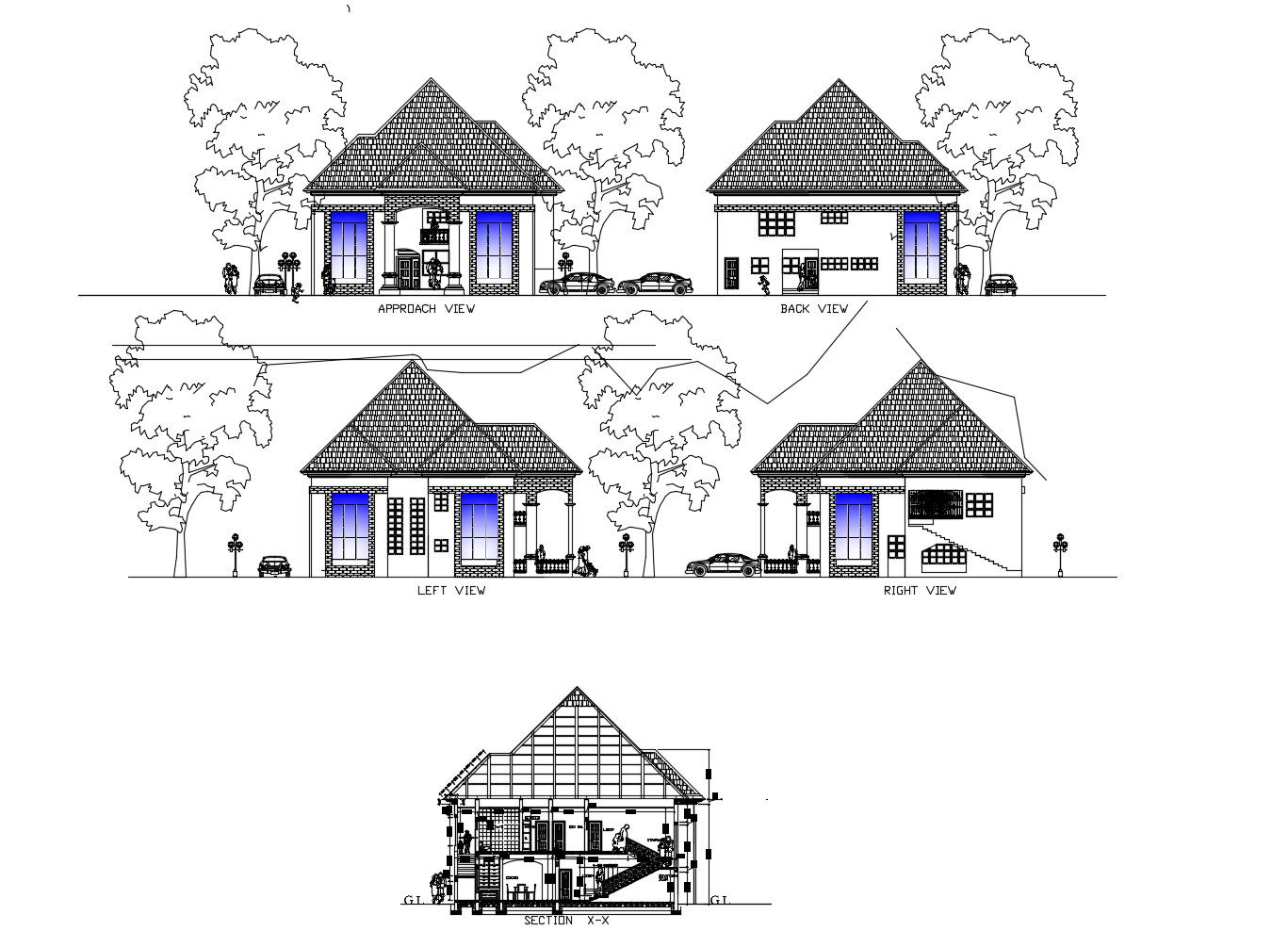 Elevation drawing of the house in dwg file