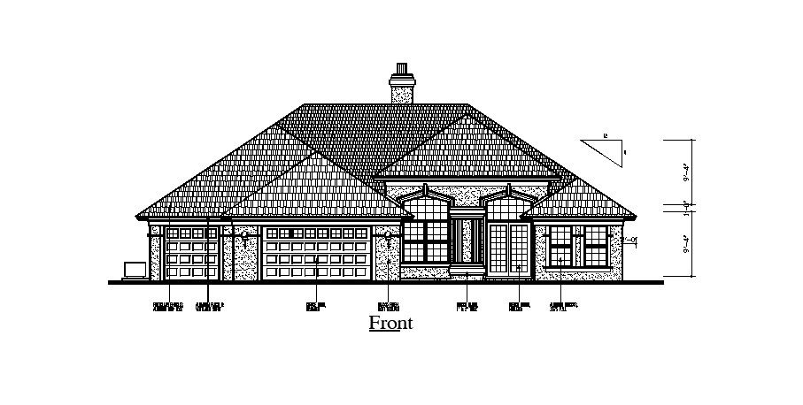 Elevation drawing of the house in dwg file