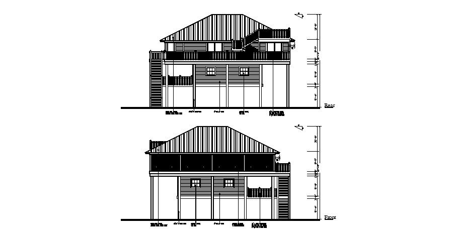 Elevation drawing of the house in dwg file