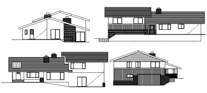 Elevation drawing of the house in dwg file
