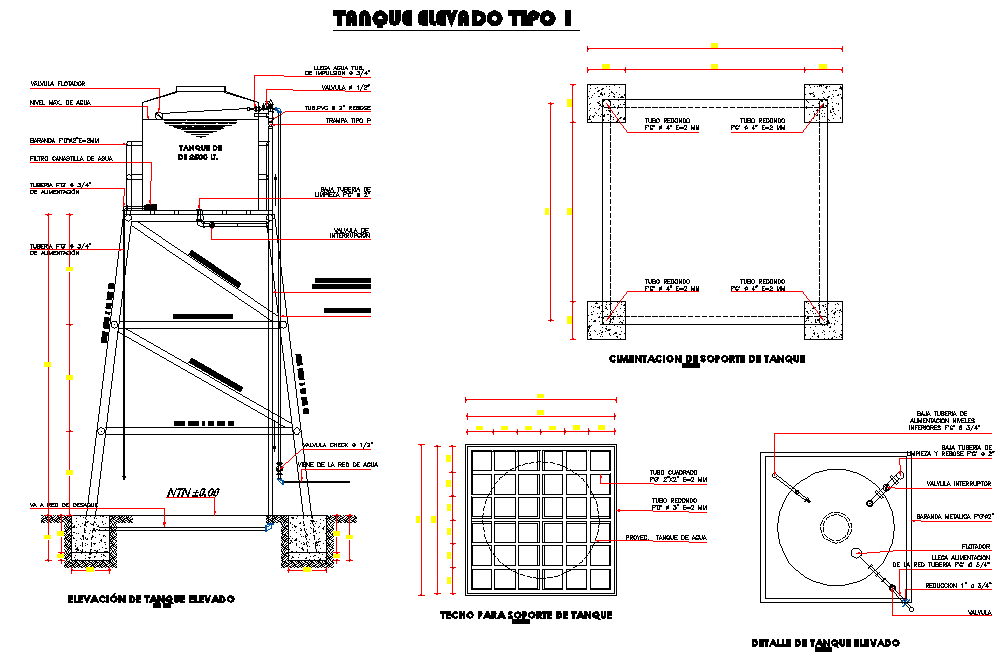 Elevation elevator tank plan and section autocad file