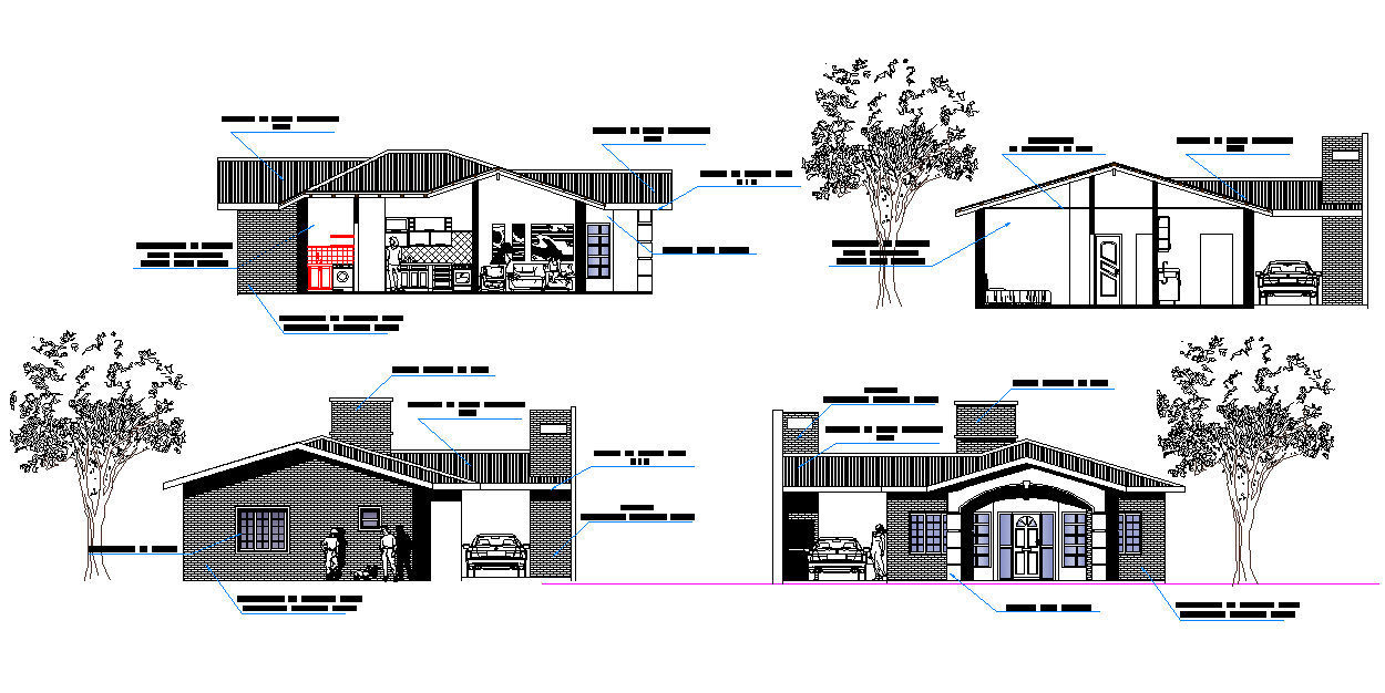 Elevation family house plan layout file