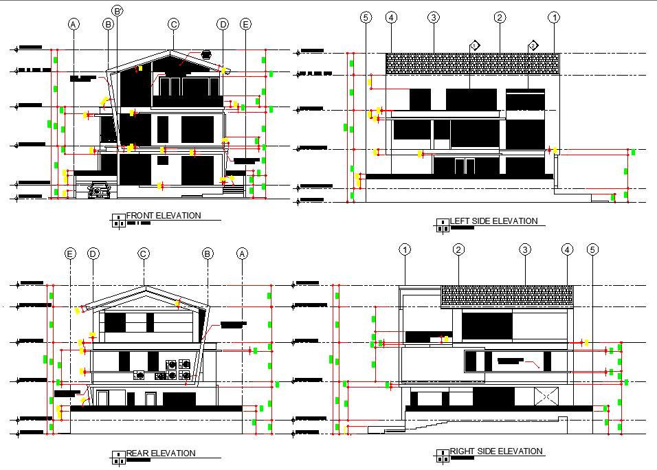 Elevation home plan layout file