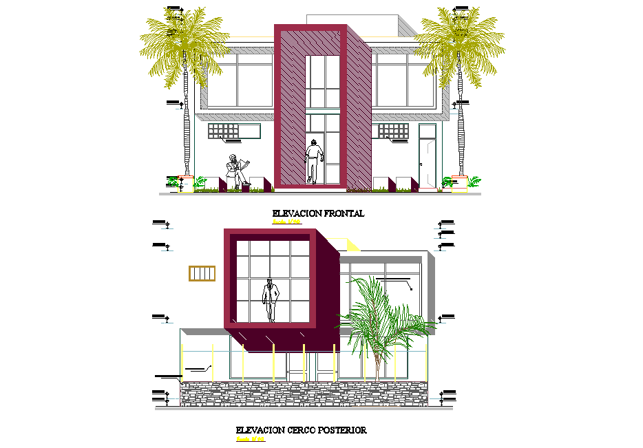 Elevation home plan layout file