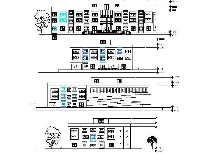 Elevation hospital detail dwg file
