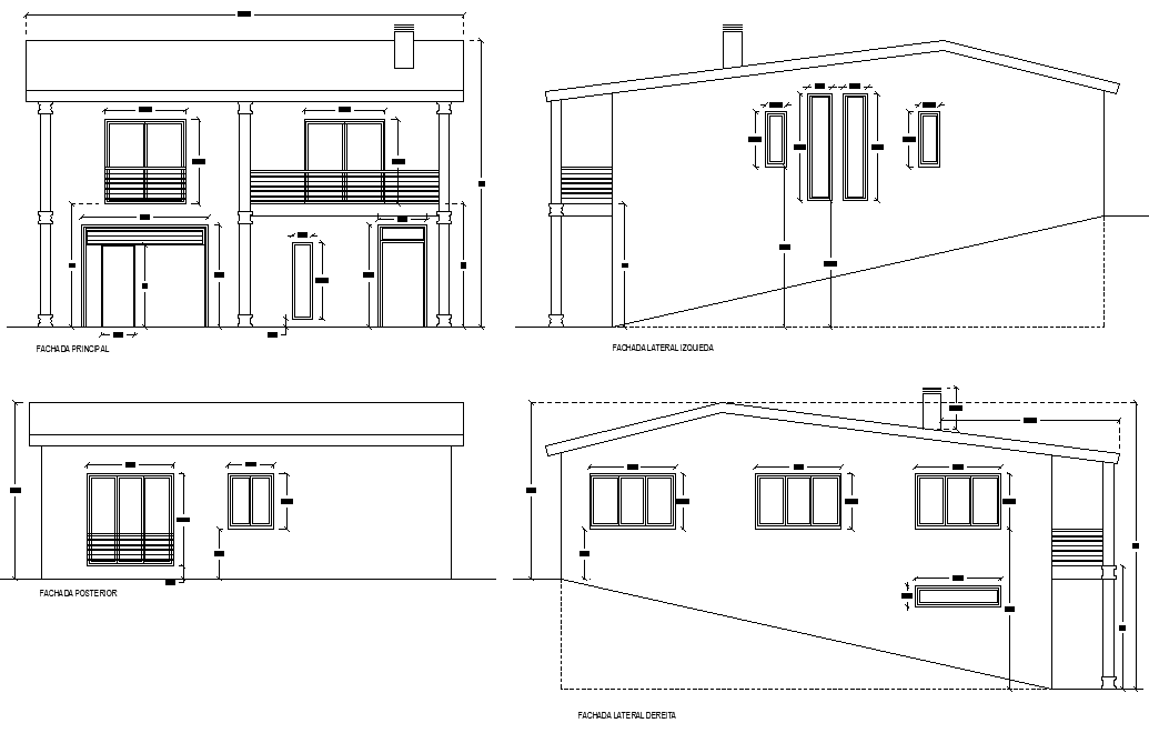 Elevation house plan detail dwg file
