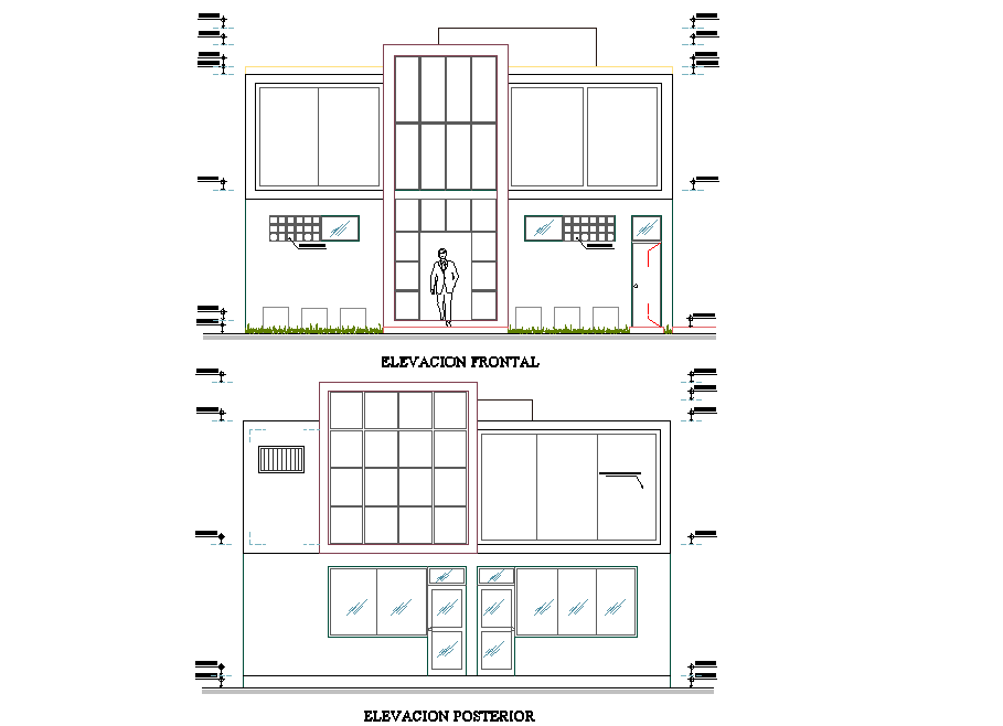 Elevation house plan detail dwg file