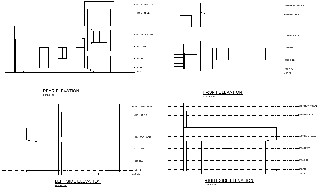 Elevation house plan layout file