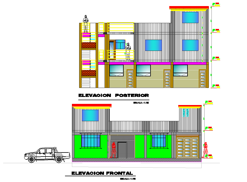 Elevation house plan layout file