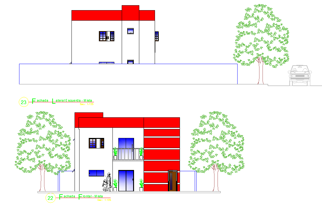 Elevation living place plan autocad file