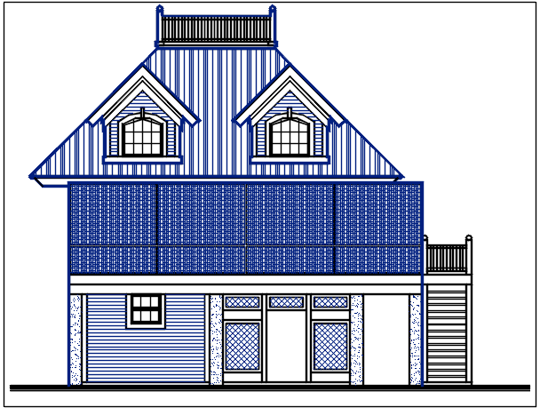 Elevation naming with dimension in bungalow details dwg files
