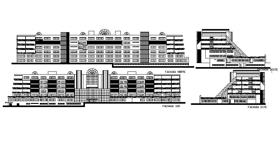 Commercial Building Elevation In AutoCAD File