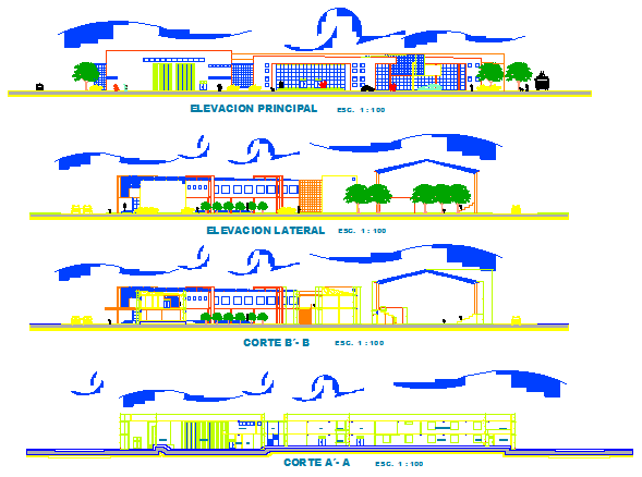 Elevation of Initial college design drawing