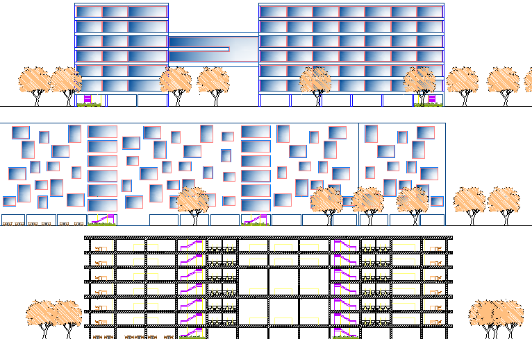 Elevation of a building dwg file