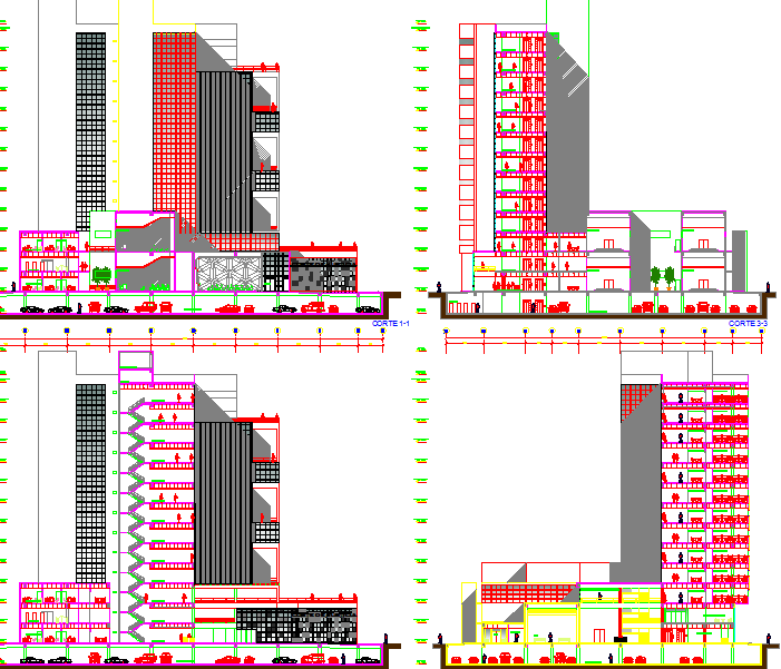 Elevation of a building dwg file