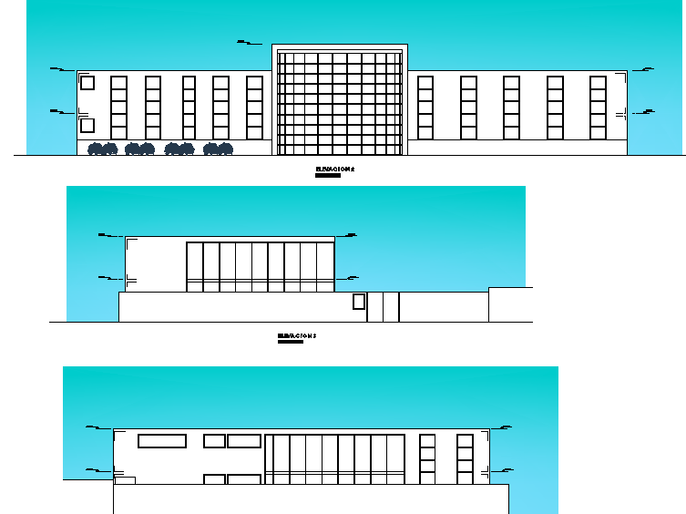 Elevation of a building dwg file