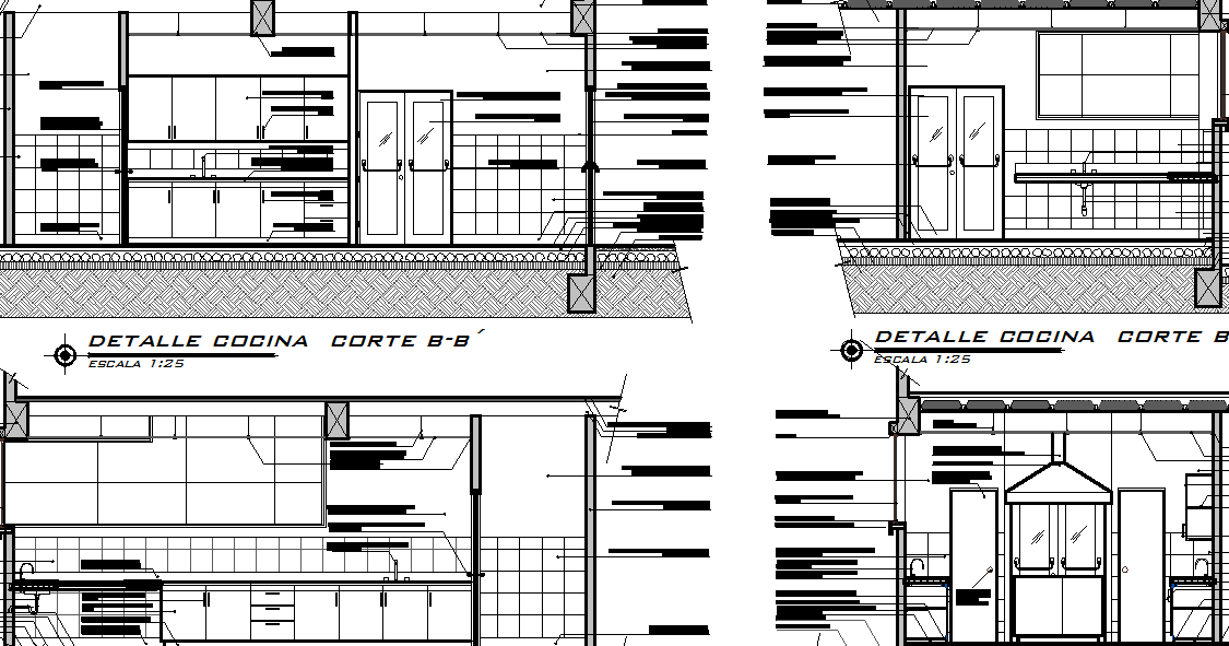 Elevation of a kitchen dwg file