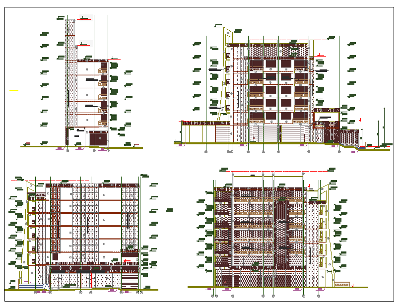 Elevation of hotel dwg file
