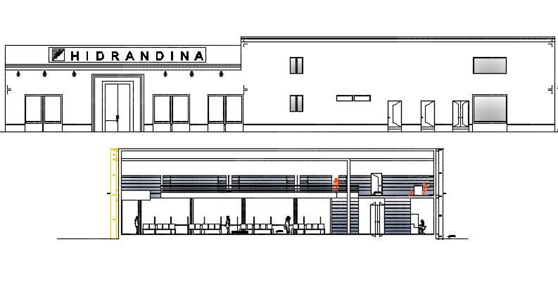 Elevation office plan detail dwg file