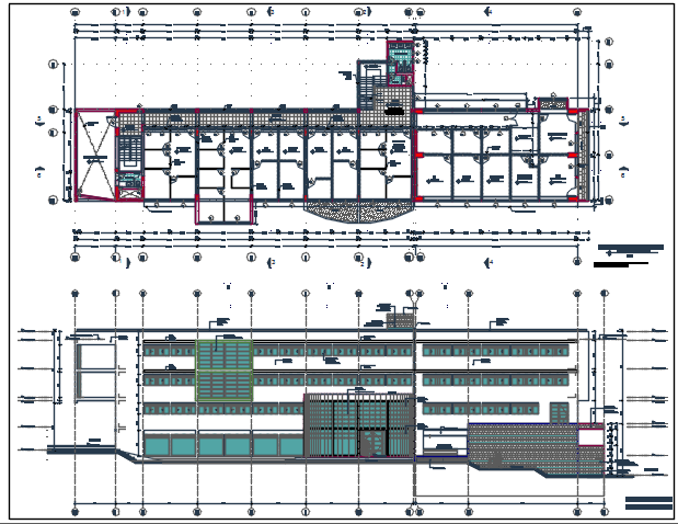 Elevation plan and center line plan detail dwg file