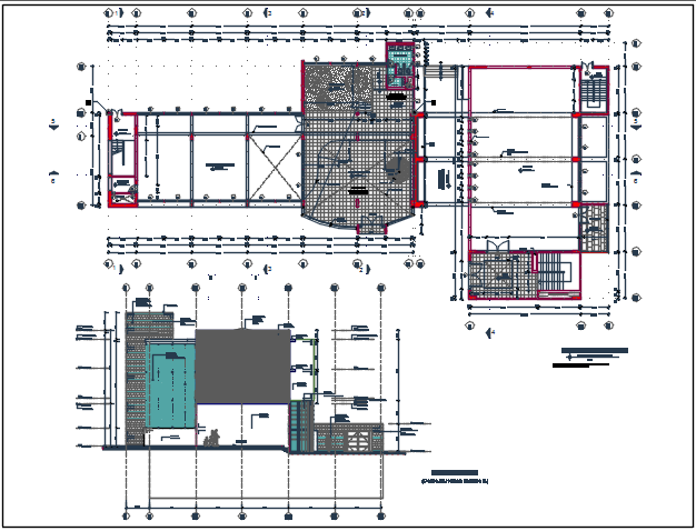 Elevation plan and center line plan detail dwg file