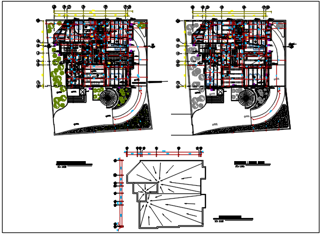 Elevation plan and section plan detail dwg file