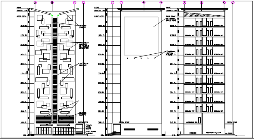 Elevation plan detail dwg file