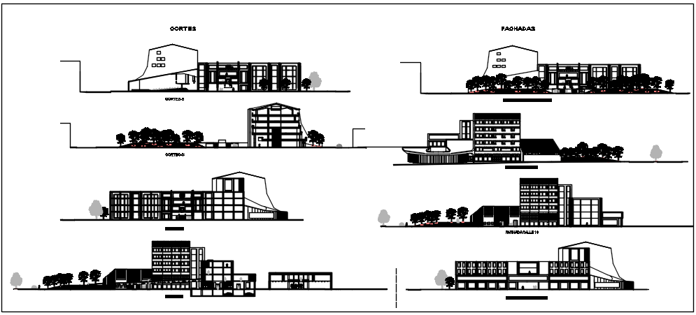 Elevation plan detail in center line plan, level plan 0’00” level in 10’00” in building plan detail dwg file