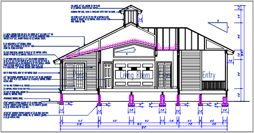 Elevation plan view detail dwg file