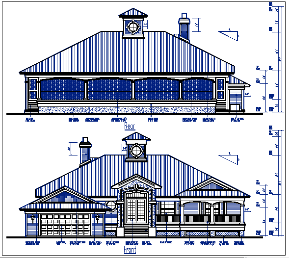 Elevation plan with dimension view detail dwg file