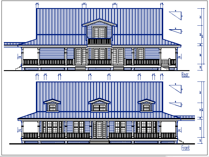 Elevation plan with dimension view detail dwg file