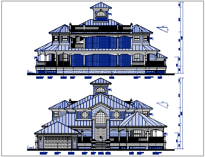 Elevation plan with dimension view detail dwg file