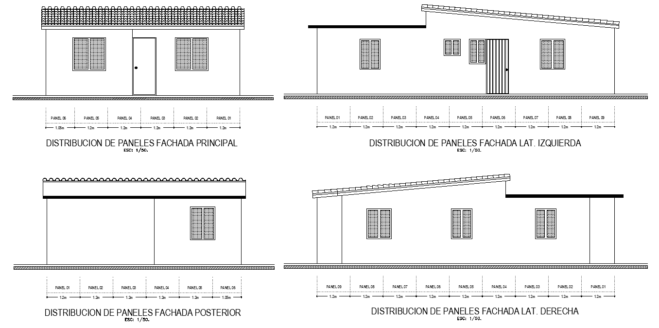 Elevation single family house plan detail dwg file