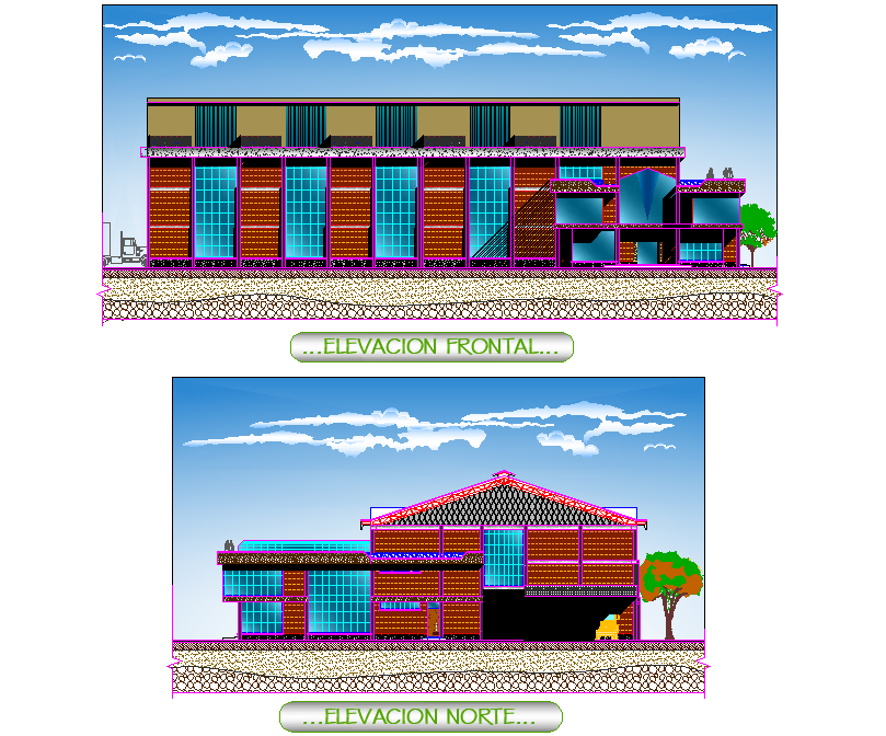 Elevation tempered glass factory plan detail
