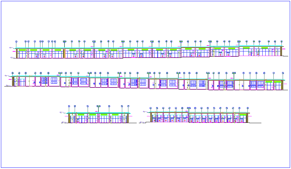 Elevation view of building A design view dwg file