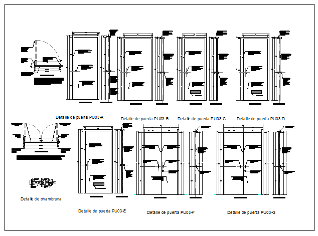 Elevation view of carpentry door view dwg file