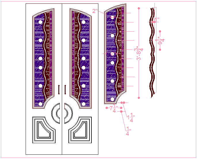 Elevation view of door with dimension