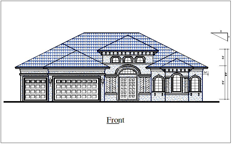 Elevation view of house dwg file