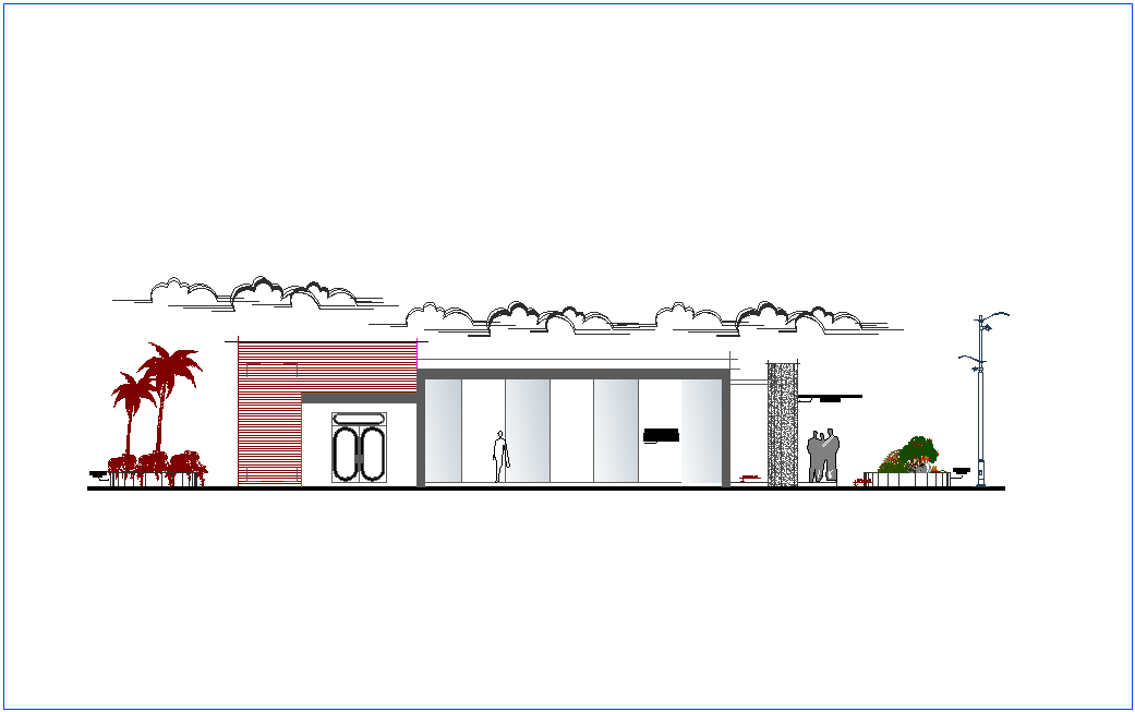 Elevation view of office dwg file
