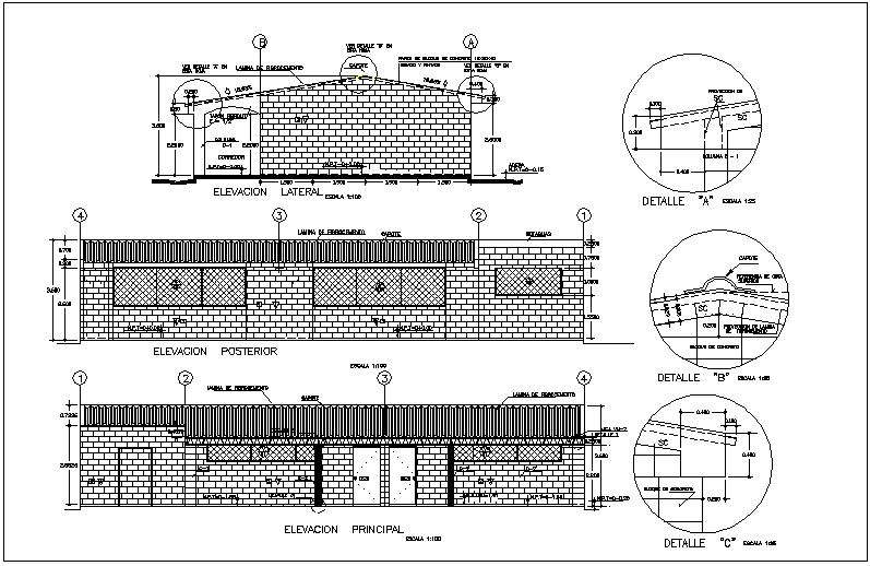 Elevation with different axis for community home dwg file