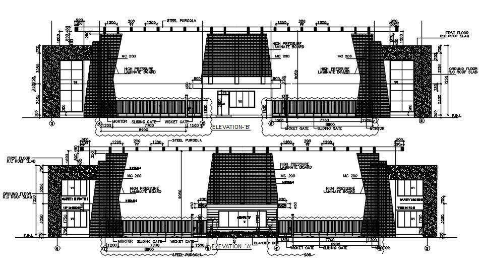 Elevation A & B of factory in detail AutoCAD drawing, dwg file, CAD file