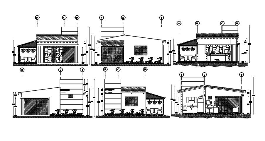 Elevation And Section Of House CAD File