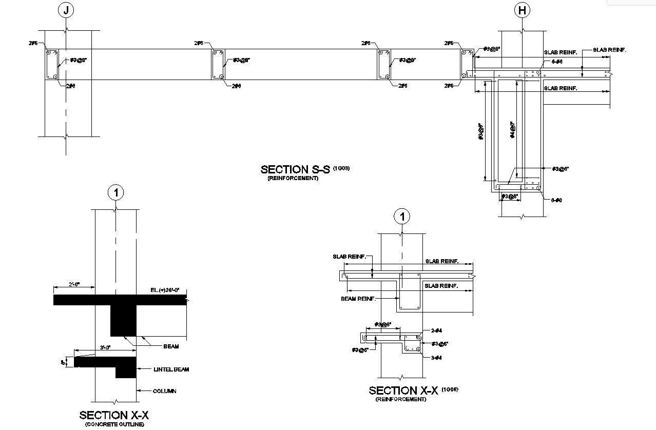Elevation Layout File for Detailed Column and Beam Section CAD Drawing