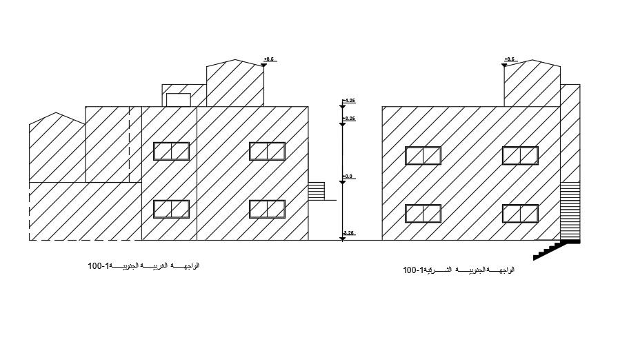 Elevation Of 10x16 Meter House CAD File