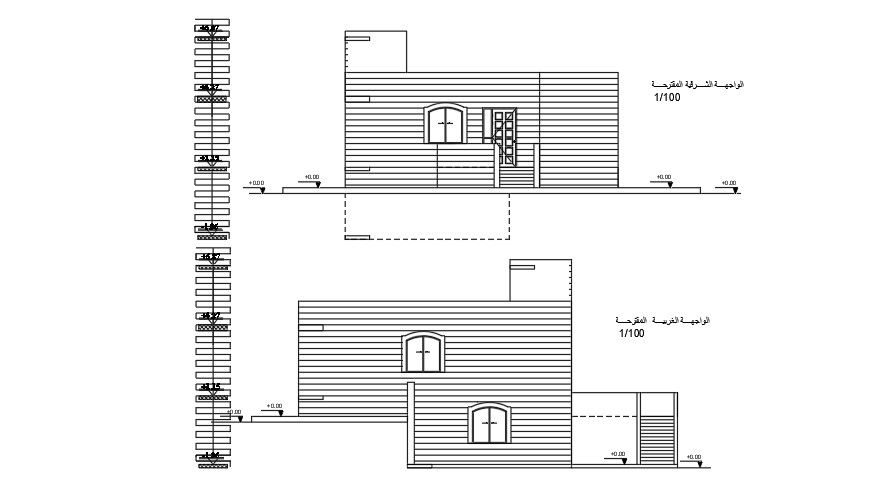 Elevation Of 10x28 Meter House CAD File