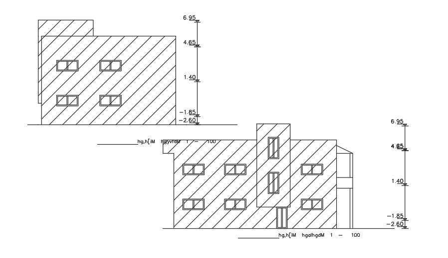 Elevation Of 13x17 Meter 4 BHK House Design AutoCAD Drawings