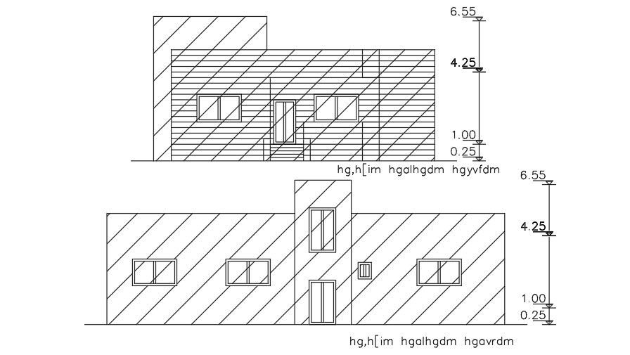 Elevation Of 13x18 Meter House CAD File
