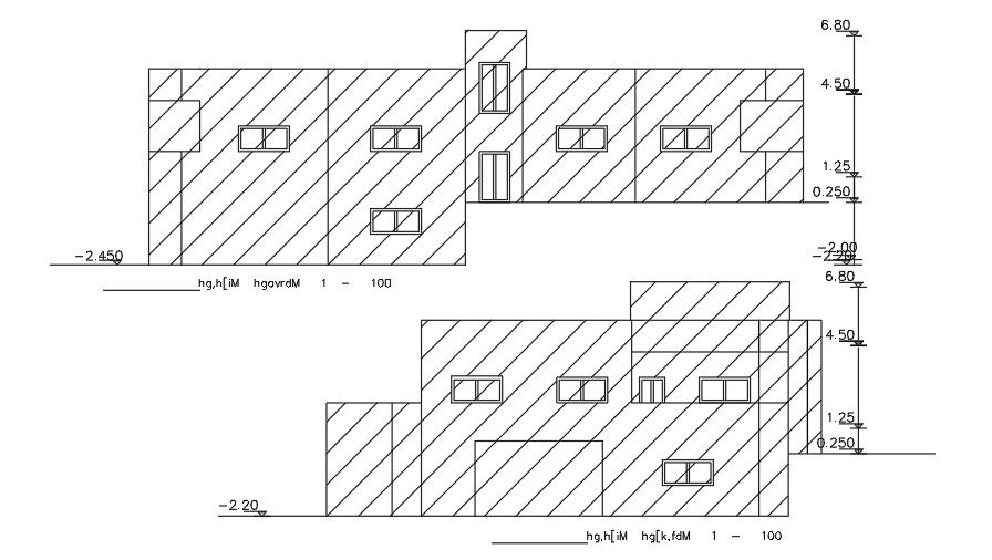 Elevation Of 15x17 Meter House CAD File