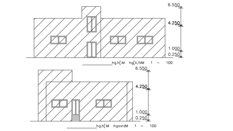 Elevation Of 17x12 Meter 4 BHK Apartment Plan AutoCAD File
