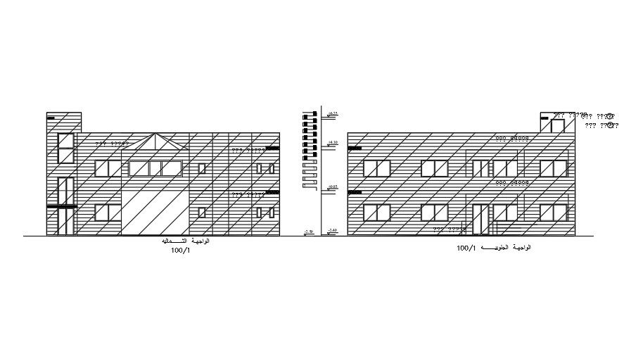Elevation Of 17x12 Meter House AutoCAD File